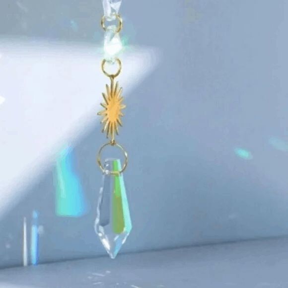 Golden Sun And Lotus Flower Crystal Hanging Sun Catcher - Picture 8 of 8